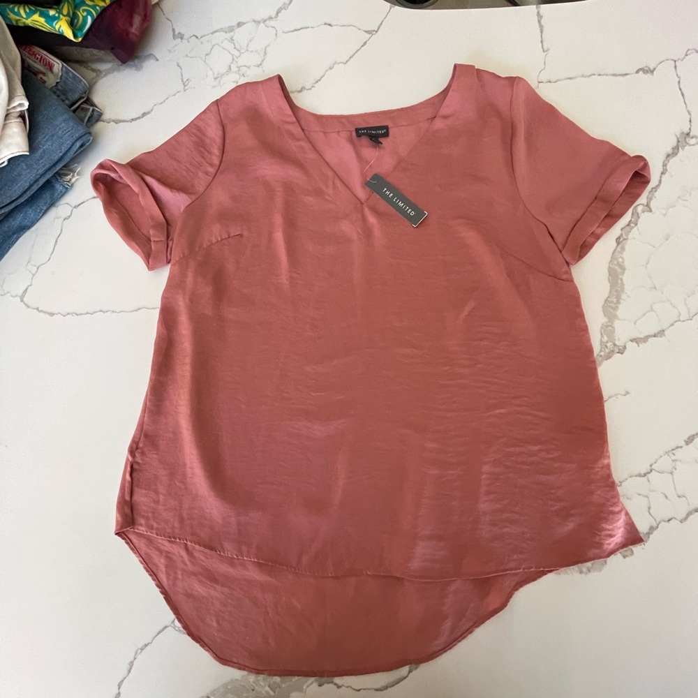 THE LIMITED rust dark rose high low tee